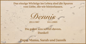 Traueranzeige von Dennis  von Lüner Anzeiger