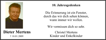 Traueranzeige von Dieter Mertens von Stadtspiegel Menden + Froendenberg