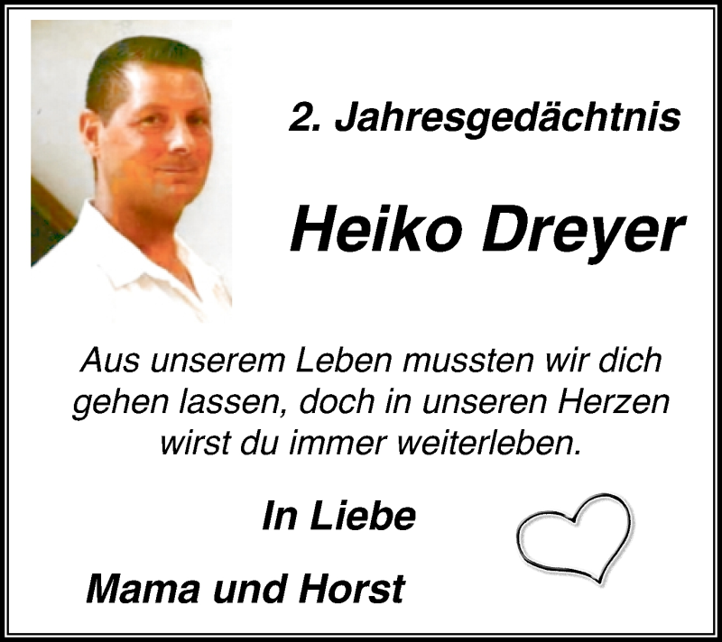  Traueranzeige für Heiko Dreyer vom 30.01.2019 aus Niederrhein-Anz. Dinsl./Voerde/Hünxe