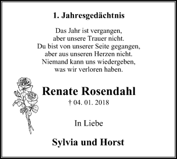 Traueranzeige von Renate Rosendahl von Stadtanzeiger Velbert + Heiligenhaus