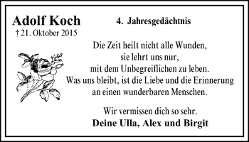 Traueranzeige von Adolf Koch von Mülheimer Woche