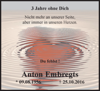 Traueranzeige von Anton Embregts von Klever Wochenblatt