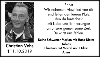 Traueranzeige von Christian Vohs von Stadtanz.Castrop-Rauxel