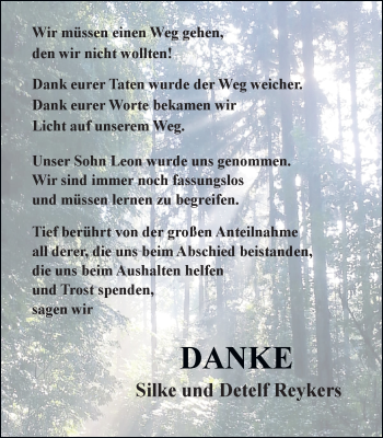 Traueranzeige von Leon Reykers von Der Weseler + Der Xantener