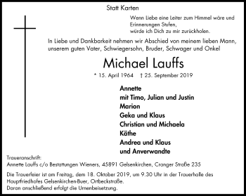 Traueranzeige von Michael Lauffs von Stadtspiegel Gelsenkirchen