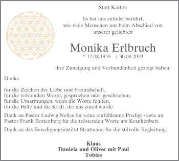 Traueranzeige von Monika Erlbruch von Stadtspiegel Hattingen/Niedersprockhövel