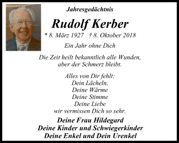 Traueranzeige von Rudolf Kerber von Stadtspiegel Menden + Froendenberg