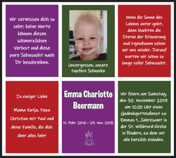 Traueranzeige von Emma Chartotte Beermann von Klever Wochenblatt