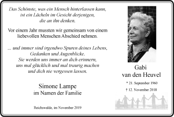 Traueranzeige von Gabi van den Heuvel von Gocher Wochenblatt
