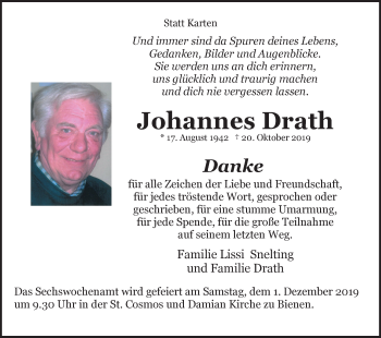 Traueranzeige von Johannes Drath von Stadtanzeiger Emmerich/Rees/Isselburg