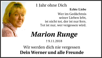 Traueranzeige von Marion Runge von Lüner Anzeiger