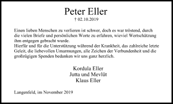 Traueranzeige von Peter Eller von Wochen-Anzeiger Langenfeld/Monheim/Hilden