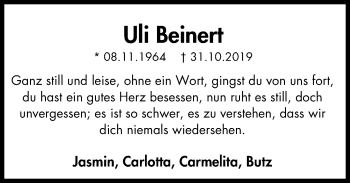 Traueranzeige von Uli Beinert von Mülheimer Woche