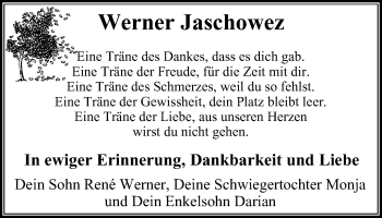 Traueranzeige von Werner Jaschowez von Stadtanz.Castrop-Rauxel