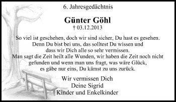 Traueranzeige von Günter Göhl von Stadtspiegel Gelsenkirchen