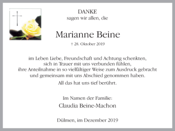 Traueranzeige von Marianne Beine von Lüner Anzeiger