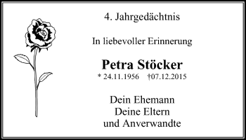 Traueranzeige von Petra Stöcker von Wochen-Anzeiger Langenfeld/Monheim/Hilden