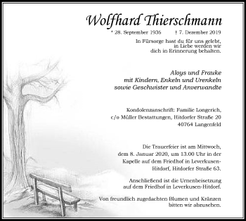 Traueranzeige von Wolfhard Thierschmann von Wochen-Anzeiger Langenfeld/Monheim/Hilden