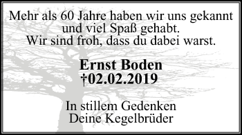 Traueranzeige von Ernst Boden von Mülheimer Woche