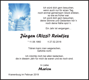 Traueranzeige von Jürgen Reintjes von Klever Wochenblatt