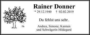 Traueranzeige von Rainer Donner von Wochen-Anzeiger Langenfeld/Monheim/Hilden