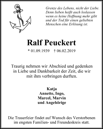 Traueranzeige von Ralf Peuckert von Wochen-Anzeiger Langenfeld/Monheim/Hilden