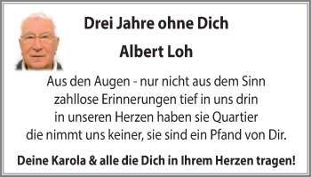 Traueranzeige von Albert Loh von Stadtanz.Castrop-Rauxel