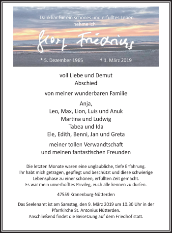 Traueranzeige von Georg Friedrichs von Klever Wochenblatt