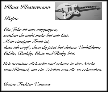 Traueranzeige von Klaus Klostermann von Wochenblatt Herne/Wanne-Eickel