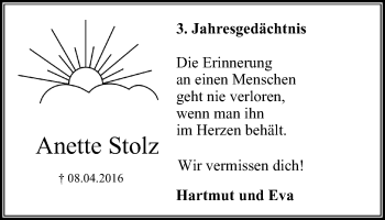 Traueranzeige von Anette Stolz von Mülheimer Woche