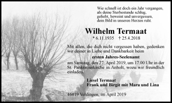 Traueranzeige von Wilhelm Termaat von Stadtanzeiger Emmerich/Rees/Isselburg