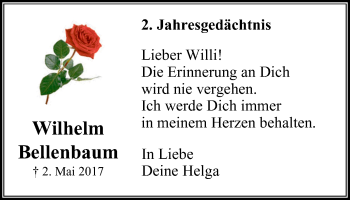 Traueranzeige von Wilhelm Bellenbaum von Mülheimer Woche