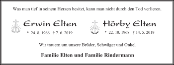 Traueranzeige von Erwinund Hörby Elten von Stadtspiegel Bottrop
