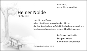 Traueranzeige von Heiner Nolde von Stadtspiegel Bottrop
