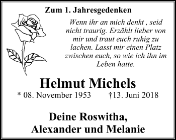 Traueranzeige von Helmut Michels von Stadtanz.Castrop-Rauxel