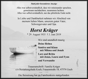 Traueranzeige von Horst Krüger von Gocher Wochenblatt