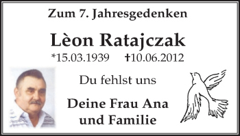 Traueranzeige von León Ratajczak von Stadtanz.Castrop-Rauxel