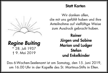 Traueranzeige von Regine Buiting von Stadtanzeiger Emmerich/Rees/Isselburg