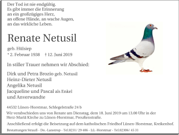 Traueranzeige von Renate Netusil von Lüner Anzeiger