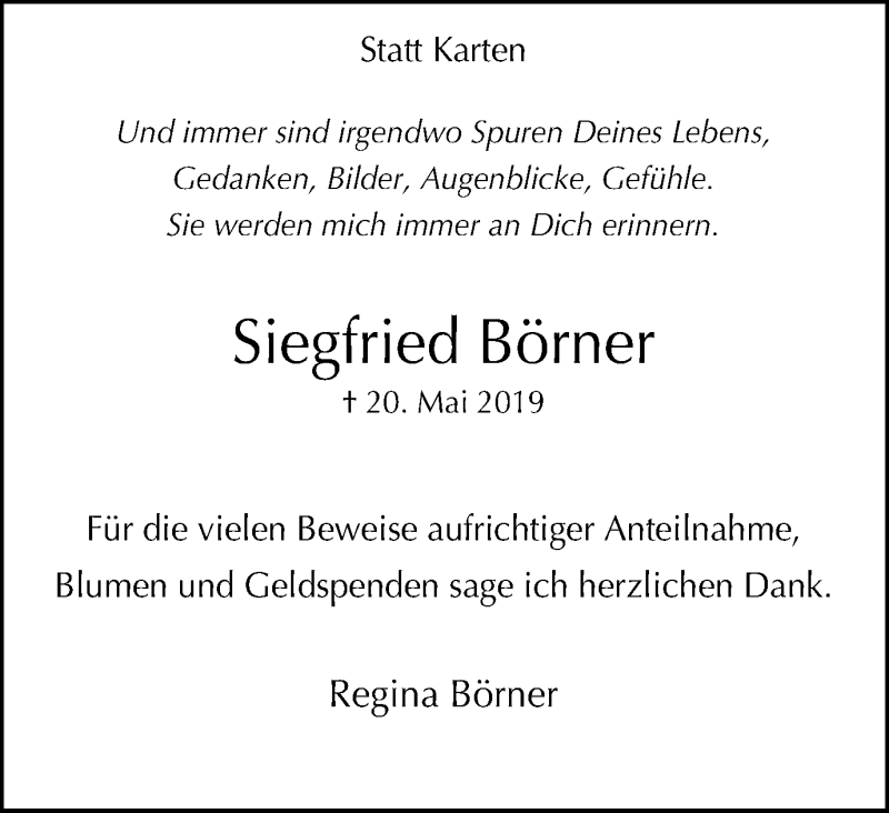 Traueranzeigen Von Siegfried Börner | Trauer-in-NRW.de