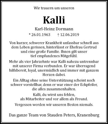 Traueranzeige von Karl-Heinz Dormann von Klever + Gocher Wochenblatt + Stadtanzeiger Emmerich