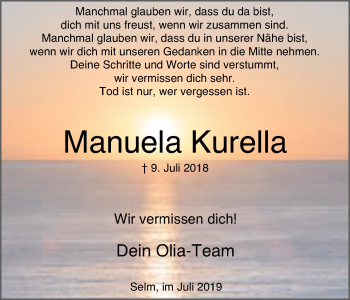 Traueranzeige von Manuela Kurella von Lüner Anzeiger