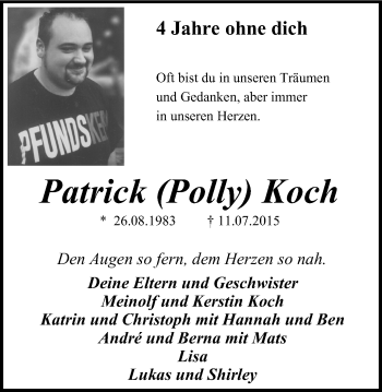 Traueranzeige von Patrick Koch von Lüner Anzeiger