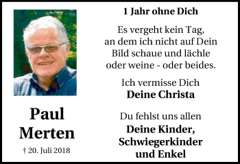 Traueranzeige von Paul Merten von Lüner Anzeiger