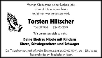 Traueranzeige von Torsten Hiltscher von Stadtanz.Castrop-Rauxel