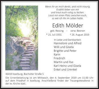 Traueranzeige von Edith Mölder von Stadtanzeiger Emmerich/Rees/Isselburg