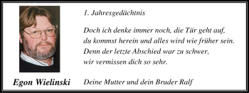 Traueranzeige von Egon Wielinski von Stadtspiegel Bochum + Wattenscheid