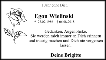 Traueranzeige von Egon Wielinski von Stadtspiegel Bochum + Wattenscheid