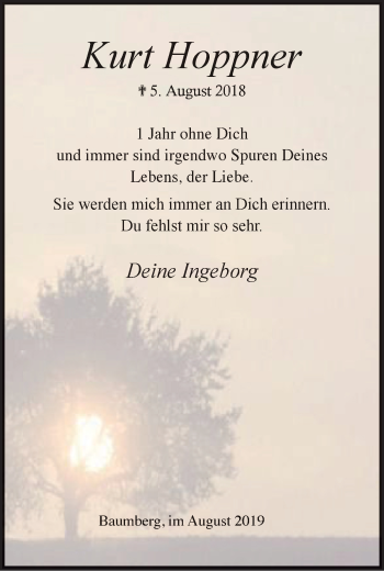 Traueranzeige von Kurt Hoppner von Wochen-Anzeiger Langenfeld/Monheim/Hilden