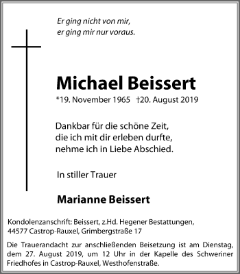 Traueranzeige von Michael Beissert von Stadtanz.Castrop-Rauxel